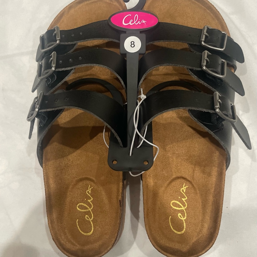 Celia Black Sandals with Buckle Straps Women New size 8